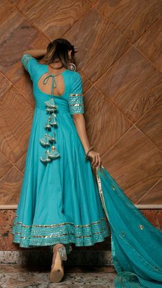 Blue Anarkali Salwar Suit Set Cocktail Wedding Party Handmade Zari Embroidery Bridesmaid Bridal Indian Pakistani Designer Customizable - Etsy Pomcha Jaipur, Tassels Fashion Clothing, Cotton Anarkali Suits, Sheer Dupatta, Bridal Indian, Blue Anarkali, Cotton Anarkali, Anarkali Salwar, Lehenga Designs Simple