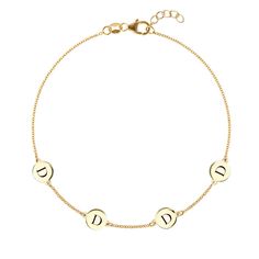 With kitty initials 😻 Personalized 4 Letter Bracelet 14k Gold – Haverhill Leach, Inc Mini Bracelet, Disc Bracelet, Letter Bracelet, Gold Disc, Grandmother Gifts, Chain Extenders, Birthstone Bracelets, Everyday Wardrobe, Precious Moments