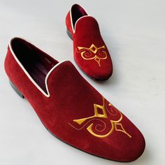 Buy 2021 TucciPolo Premium Italian Suede Mens Luxury Red Slip-on Slippers loafer Shoe. Prestigiously handcrafted with Italian suede upper, elegant embroidery toe design with leather lining, leather insole and leather outsole. Very comfortable and Fits true to size. order your normal sizeLeather : Italian Suede UpperColor: RedStyle: Slip-on Slippers loaferThis is a made-to-order product. Each pair will be made upon receipt of order and shipped in approximately 15 days. Because our shoes are hand- Designer Formal Round Toe Slippers, Luxury Suede Slip-ons For Galas, Luxury Slip-ons For Galas, Elegant Round Toe Slippers For Galas, Luxury Formal Slippers With Leather Sole, Formal Slip-ons With Red Sole, Elegant Slip-on Slippers For Formal Occasions, Luxury Slip-on Loafers With Red Sole, Elegant Suede Loafers With Red Sole