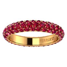 Ruby eternity ring, an approximate total carat weight of 3.2 carat, hand made in New York City with the best Italian craftsmanship, conceived in 18k yellow gold, each ruby is hand picked and selected for its outstanding red color and clarity, conceiving a truly special, high end and refined piece of jewelry, worth to be a head turner. Classic, sophisticated, gorgeous look, everlasting in time. This is a size 6 ring and we offer complimentary sizing upon order and custom options available. Every Luxury Rectangular Yellow Gold Ruby Ring, Luxury Yellow Gold Rectangular Ruby Ring, Luxury Fine Jewelry Rings With Lab-created Ruby, Luxury Yellow Gold Ruby Ring With Brilliant Cut, Luxury Gold Ruby Ring With Halo Design, Luxury Yellow Gold Ruby Ring With Round Band, Luxury Ruby Half Eternity Ring, Luxury Ruby Ring With Half Eternity Round Cut, Luxury Ruby Half Eternity Ring For Anniversary