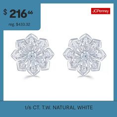 Features: Quick ShipDiamond Clarity: I3Earring Back: PostSetting: PaveShape: FlowerStone Cut: RoundDiamond Color: I-JMetal Color: WhiteEarring Length: 9.4mmEarring Width: 9.4mmRounded Carat Weight: 1/6 Ct. T.w.Care: Wipe CleanStone Type: 18 Natural DiamondAuthenticity: Natural DiamondBirthstone: April BirthstoneEarrings Style: Stud EarringsMetal: Sterling SilverCountry of Origin: Imported Formal White Flower-shaped Diamond Earrings, White Diamond Flower Earrings For Anniversary, White Diamond Flower Earrings In Fine Jewelry Style, White Diamond Flower Earrings With Brilliant Cut, White Diamond Flower-shaped Earrings For Anniversary, Fine Jewelry White Diamond Flower Earrings, White Flower-shaped Diamond Cluster Earrings, White Diamond Accented Flower Earrings, Formal White Diamond Flower Earrings