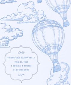 a drawing of hot air balloons in the sky