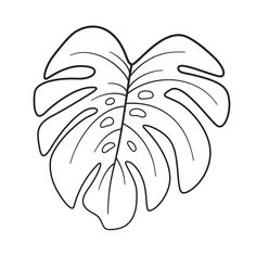 a black and white line drawing of a monster's tail plant with large leaves