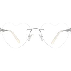 Discover the elegance of the rimless heart-shaped eyeglasses meticulously crafted from lightweight titanium offering a seamless blend of sophistication and modern design. This eyeglasses features a universal bridge fit and lightweight construction for effortless comfort and extended wearability. Perfect for everyday wear and casual occasions these stylish glasses for women bring a distinctive and artsy flair. Ideal for enhancing the features of round and oval face shapes this eyeglasses ensures Stylish Glasses For Women, White Temple, Rimless Glasses, Zenni Optical, Oval Face Shapes, Oval Face, Stylish Glasses, New Glasses, Oval Faces