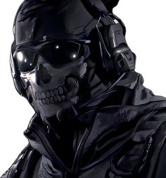 a man wearing a helmet and goggles with a skull on his face in front of him