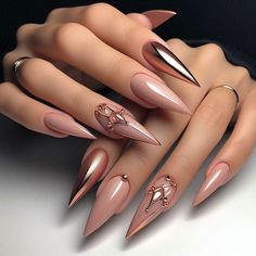 uñas de gel Fall Nail Designs Stiletto, Pretty Stiletto Nails, Fall Stiletto Nails Design, Coffin Ballerina Nails, Vanessa Nails, Luxe Nails, Nail Extensions Acrylic, August Nails, Spring Nail Designs