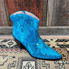 Wow! So Pretty! Brand New, Never Worn! Fits True To Size. Whole Sizes Only. Lined Poly Urethane With Sequins Bootie Style Platform Measures Approximately .25" Heel Measures Approximately 3.25" Side Zipper Western Turquoise Boots For Spring, Turquoise Western Boots For Spring, Blue High Heel Summer Boots, Blue Western Boots For Summer, Western Blue Boots For Spring, Fitted Blue Ankle Boots, Blue Snip Toe Boots For Fall, Blue Fall Boots With Snip Toe, Blue Fitted Snip Toe Boots