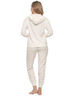 Introducing the Jolie Hoodie & Jogger Set, where comfort and style meet. Made from the softest waffle knit, the hoodie features a relaxed fit and kangaroo pocket, while these women's jogger offer a relaxed fit with drawstring and pockets. Perfect for lounging or outings, this set epitomizes casual chic. Winter Lounging Hoodie With Ribbed Cuffs, Winter Hoodie With Ribbed Cuffs For Lounging, Comfy Soft Knit Outerwear For Loungewear, Comfy Soft Knit Outerwear For Casual Wear, Cozy Hoodie With Ribbed Cuffs For Lounging, Hooded Hoodie With Ribbed Cuffs For Loungewear, Cream Sweatshirt For Loungewear With Soft Texture, Cozy Fit Hoodie For Loungewear, Cozy Fit Athleisure Hoodie For Lounging