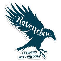 Shaped, laptop sticker featuring a blue raven with the words Ravenclaw, learning, with and wisdom. Harry Potter Vinyl, Cho Chang, Love Of Learning, Harry Potter Ravenclaw, Marvel Daredevil, Harry Potter Merchandise, Hogwarts Crest, Lilo Et Stitch, Paper House