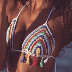 1,230 Me gusta, 18 comentarios - Capittana (@capittana) en Instagram: "This hand-crocheted beauty is back in stock! ♥️. Don't miss out #capittana" Crochet Bikinis, Black Crochet Dress, Bonnet Crochet, Rainbow Crochet, Black Crochet