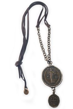 36 Inch lenght with 3 Inch extension2 Inch diameter Coin Medallion PendantPlus 1 inch diameter coin dangle Bronze Medallion Necklaces With Charms, Vintage Silver Necklace With Adjustable Length, Silver Vintage Necklace With Adjustable Length, Gold Leather Necklace For Everyday Use, Everyday Gold Leather Necklace, Vintage Necklace With Adjustable Chain, Bronze Coin Pendant Medallion Necklace, Vintage Adjustable Coin Necklace, Vintage Leather Necklace As Gift