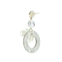 • Contemporary appeal.• A clean and streamlined design.• Loop earrings are a versatile accessory. Trendy Single White Earring, Trendy White Single Earring, Trendy White Hoop Earrings With Pearl Drop, Modern White Pearl Earrings For Everyday, Modern White Single Pearl Earring, Chic White Round Hoop Earrings, Trendy White Drop Clip-on Earrings, Modern Single White Earring, Elegant Everyday Round Flower Earrings