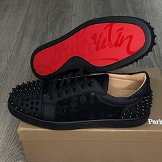 Red Bottom Shoes Size : 10.5 New With Box & Dust Bag Black Men Gifts, Red Bottom Men Shoes, Red Bottom Shoes For Men, Men Shoes Aesthetic, Black Dress Shoes Men, Red Bottoms Men, Red Bottom Sneakers, Red Bottoms Sneakers, Christian Louboutin Shoes Mens