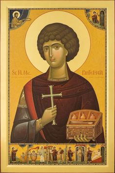 an icon of st john the baptist holding a crucifix in his hand