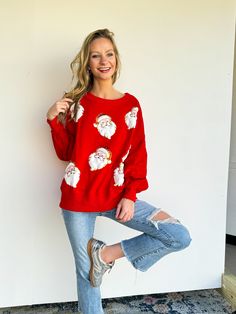 Add some sparkle and fun to your holiday wardrobe with our Red Sequin Santa Sweatshirt! This oversized sweatshirt features a fuzzy santa beard and is adorned with sparkly sequins. Perfect for the Christmas season, this unique sweatshirt will make you stand out and spread some holiday cheer. Sequin santa long sleeve Red sweatshirt Runs true to size, comfortable fit Perfect for Christmas festivities! Santa Beard, Christmas Festivities, Santa Sweatshirt, Unique Sweatshirt, Red Sweatshirt, Peach Love, Red Sequin, Holiday Wardrobe, Vintage Havana