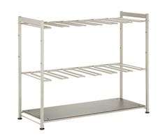 a white shelf with two shelves on each side