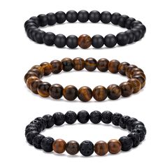 PRICES MAY VARY. [Bead Bracelet Set]: The men's bracelets consists of 3 bead set bracelets, including lava stone bracelet, black beads bracelets, tigers eye bracelet. Different styles of beads meet all the needs of daily matching. [Stretch Bead Bracelet]: The size of the beads on the personalised mens bracelets varies depending on the set, including 8mm beads or a combination of 6mm beads and 8mm beads. The elastic rope connection design can fit most men's wrists well, adding to men's charm. [Na Men’s Stretch Bracelet, Mens Bead Bracelet, Male Bracelets, Mens Bracelet Fashion, Connection Design, Mens Bracelet Set, Eye Bracelets, Mens Bracelets, Lava Stone Bracelet