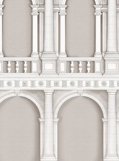 an architectural model of a building with arches and pillars