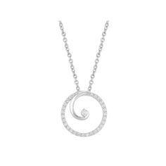 Simple, yet elegant, this diamond swirl pendant completes your look in style. Simple, yet elegant, this diamond swirl pendant completes your look in style.Click on this JEWELRY & WATCHES GUIDE to learn about fit, styles, materials and more! Metal: sterling silver Chain length: 18 in. Packaging: boxed Finish: polished Chain type: cableDIAMOND DETAILS Total weight: 1/5 ct. Color grade: I-J Clarity: I2-I3 Shape: round brilliant Setting: prong Gemstones may have been treated to enhance their appeara Elegant Swirl Necklace For Gifts, Elegant Swirl Necklace For Gift, Elegant Sterling Silver Swirl Necklace, Circle Diamond, Sterling Silver Chain, Chain Lengths, Round Brilliant, Chain Length, Sterling Silver Chains