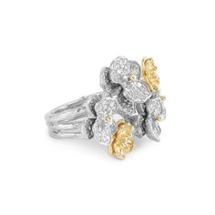 Beautiful Orchid cluster ring makes a unique, striking statement in any occasion. The Orchid Jewelry collection is inspired by the beautiful and sensual orchid flower. One of Aram's most well-known motifs, in jewelry form the orchid takes on a fresh elegance. Orchid Engagement Ring, Luxury Flower Shaped Jewelry With Pave Setting, Luxury White Gold Flower Ring, Luxury Flower Ring With Single Cut Diamonds, Luxury Silver Flower Ring With Single Cut Diamonds, Luxury Flower Shaped Rings With Single Cut Diamonds, Elegant Flower Ring With Pave Setting For Wedding, Elegant Wedding Flower Ring With Pave Setting, Luxury Formal Flower-shaped Ring