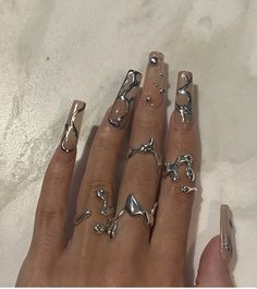 Nail Swag, Minimalist Nails, Fire Nails, Funky Nails, Pretty Acrylic Nails, Chic Nails, Dope Nails, Chrome Nails, Best Acrylic Nails