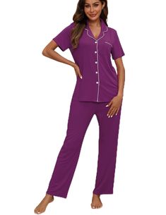 PRICES MAY VARY. Extremely Soft Pajama Set: Nothing like luxurious pajamas after a hard days work and a great shower. Our ZMJ finest temperature-regulating knit fabric drapes and falls in all the right ways, enveloping your body in great comfort Classic 2 Piece PJ Set: Relaxed fitting button down pajama set, not baggy and not clinging to the body. They are so buttery soft, stretchy, and fairly lightweight. Pockets are handy and elastic waistband makes it comfy Daily Loungewear: Enjoy the style a Luxurious Pajamas, Womens Pajamas, Pajamas Sets, Summer Pajamas, Soft Pajamas, Hard Days, Womens Pyjama Sets, Day Work, Draped Fabric