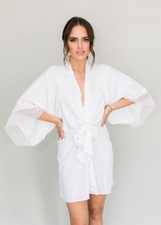 Kristy Kimono- White Kimono Bride, Bridal Kimono Robe, Bride Kimono, Ruffle Bag, Ruffles Bag, Bridal Kimono, Embroidered Labels, Luxury Robes, Embroidered Robes