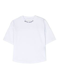 white cotton logo print to the rear logo print at the neckline short sleeves straight hem Angel Kids, Kenzo Kids, Kids Logo, Stella Mccartney Kids, Cotton Logo, Palm Angels, Boys T Shirts, White Shop, White T