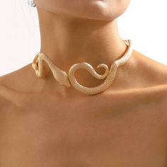 "Alaia" Snake Choker Necklace – Nicoletta Carlone Snake Choker Necklace, Gold Chain Choker, Geometric Type, Shape Geometric, Snake Patterns, Snake Necklace, Layered Chains, Style Punk, Gold Choker