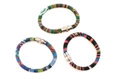 three bracelets with different colors and designs