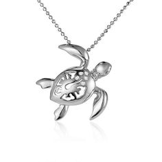 Paradise Honu Pendant Pendant Island by Koa Nani Small Elegant Silver Turtle Jewelry, Elegant Sterling Silver Turtle Jewelry, Silver Turtle Jewelry, Paradise Sea, Yellow Hibiscus, Sea Turtle Necklace, Hawaiian Culture, Turtle Necklace, Turtle Pendant