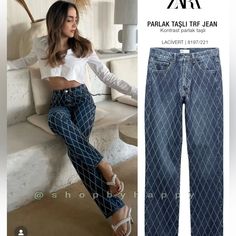 Nwt Zara Embellished Pants Bloggers Favorite Size:6 Embellished Pants, Size 6 Jeans, Zara Jeans, Pants Color, Color Blue, Women Jeans, Zara, Size 6, Pants