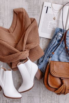 A neutral fall outfit for any fall activity. Styling a cocoa knit oversized sweater, distressed denim, & white block heel booties. #letsbepriceless #style #streetstyle #ootd #womensfashion #womensoutfit #outfitideas #stylinginspo #casualoutfit #datenight #fashion #dreamcloset #chicoutfits #affordablestyle #teenoutfits #simpleoutfits #casualfashion #softgirlaesthetic #trendyoutfits #aestheticoutfits #BacktoSchool #FallOutfit #CollegeFashion #fallfashion #schoolfashion #fallstyle #fallvibes Oversized Sweater Outfits, Knit Bell Sleeve, Cozy Cuddles, Oversized Sweater Outfit, Outfits For Fall, Bell Sleeve Sweater, Cute Fall Outfits, Outfit Inspo Fall, Oversized Sweater