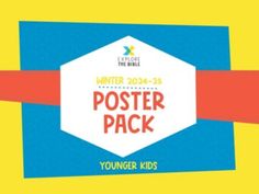 the poster pack for youngster kids is shown in red, yellow and blue colors