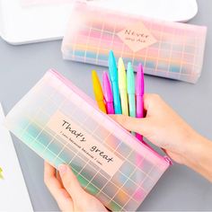 Brisk Style Pencil Case: Clear, Pink Zipper, Stay Organized Kawaii Pencil Case, Pencils Case, Kawaii Pencil, Office Materials, Kawaii Pens, Diary Gift, School Pencils, Stationary School