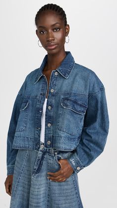 Sea Amari Denim Shirt | Shopbop Dark Denim Shirt, Sea Clothes, Black Cold Shoulder Top, Equestrian Chic, India Fashion, Embroidered Shirt, Blue Blouse, Dark Denim, Denim Shirt