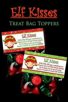 elf kisses treat bag toppers