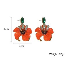 These Orange Amaryllis Enamel Flowers Drop Earrings are a flowery treat for your ears! Let the delicate petals dangle gracefully on your lobes, so you can enjoy the enameled beauty of these blooms all day long! Get flowery with these vibrant earrings - you won't regret it! Gender: WOMEN Item Type: Earrings, Drop Earrings Material: Enamel, Crystal Metals Type: Zinc alloy Shape\pattern: Flower Closure Type: Pushback Engagement Model, Orange Copper, Daily Hairstyles, Vintage Orange, Enamel Flower, Flower Earrings Studs, Flower Studs, Copper Earrings, Green Crystals