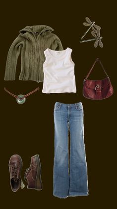 clean girl outfit, city girl outfit, minimal outfit, boho outfit, tank top outfit, low rise jeans, dragonfly, outfit inspo Clean Girl Outfit, Clean Girl, Aesthetic Clothes, Clothes, Black