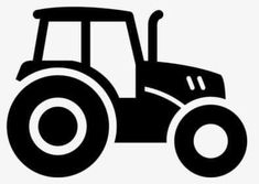 a black and white image of a tractor on a white background with the words,