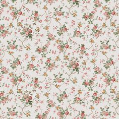 a white background with pink and red flowers on the bottom right corner is an old - fashioned wallpaper pattern