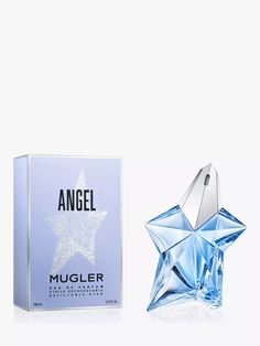 Angel Eau de Parfum, an Amber gourmand women's fragrance by Mugler. Be seduced by the irresistible and delicious scent of Angel Eau de Parfum, a bold, sensual and voluptuous fragrance, tinged with childhood memories. A fragrance that is as seductive and passionate as the woman who wears it. The Angel woman dares to live up to her dreams with her blue star as her guide. Confident and seductive, she fascinates those who cross her path.  Olfactory: In 1992, Mugler revolutionised the world of perfum Angel Mugler Perfume, Angel Mugler, Mugler Perfume, Armani Parfum, Grande Cosmetics, Kevyn Aucoin, Laura Biagiotti, Advertising And Promotion