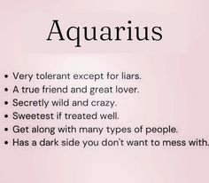 the words aquarius are written in black and white on a pink background with an image of