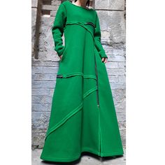 Long Sleeve Winter Dresses With Zipper Closure, Long Green Dresses For Fall, Winter Long Sleeve Outerwear With Side Zipper, Casual Long Sleeve Dresses With Zipper Closure, Green Long Sleeve Outerwear With Zipper Closure, Casual Long Sleeve Dress With Back Zipper, Winter Dresses With Long Sleeves And Back Zipper, Green Long Sleeve Dress For Fall, Green Long Winter Dress