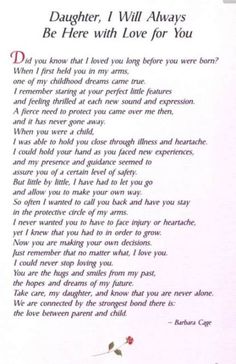 a poem written in the language of daughter, i will always be here with love for you