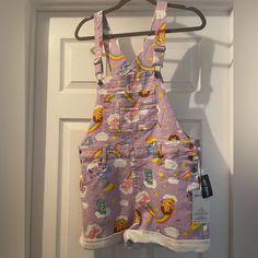 Hottopic Carebear Overalls Brand New With Tags ! Size Medium! Smoke Free Pet Friendly Home ! Kidcore Care Bears, Soft Kidcore Clothes, Carebear Clothes, Care Bears Clothes, Kidcore Overalls, Clothes Kidcore, Pastel Overalls, Kidcore Shirt, Kid Core Outfits