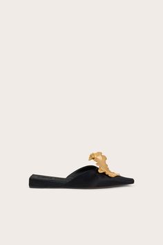 IRIS MULE - BLACK Icon Clothing, Iris Flower, Evening Flats, Sandal Platform, Designer Slippers, Flat Mules, Swimming Bag, Flower Petal, Kids Sandals