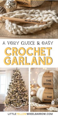 a very quick and easy crochet garland for the christmas tree with text overlay