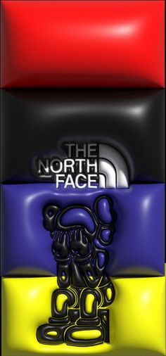 the north face logo is shown in three different colors