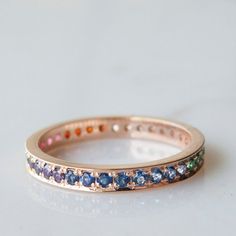 Gold Eternity ring Sapphire - Emerald - Amethyst - Blue Topaz - Citrine - Ruby - Garnet - Tanzanite - Peridot Multicolor Jewelry As A Gift, Sapphire Gemstone Eternity Band, Rose Gold Multi-stone Sapphire Jewelry, Rose Gold Sapphire Jewelry With Multi-stone, Rose Gold Sapphire Multi-stone Jewelry, Gemstone Eternity Band As Gift, Rainbow Multi-stone Sapphire Jewelry, Rainbow Gemstone Accented Ring, Rainbow Gemstone Accented Jewelry Ring